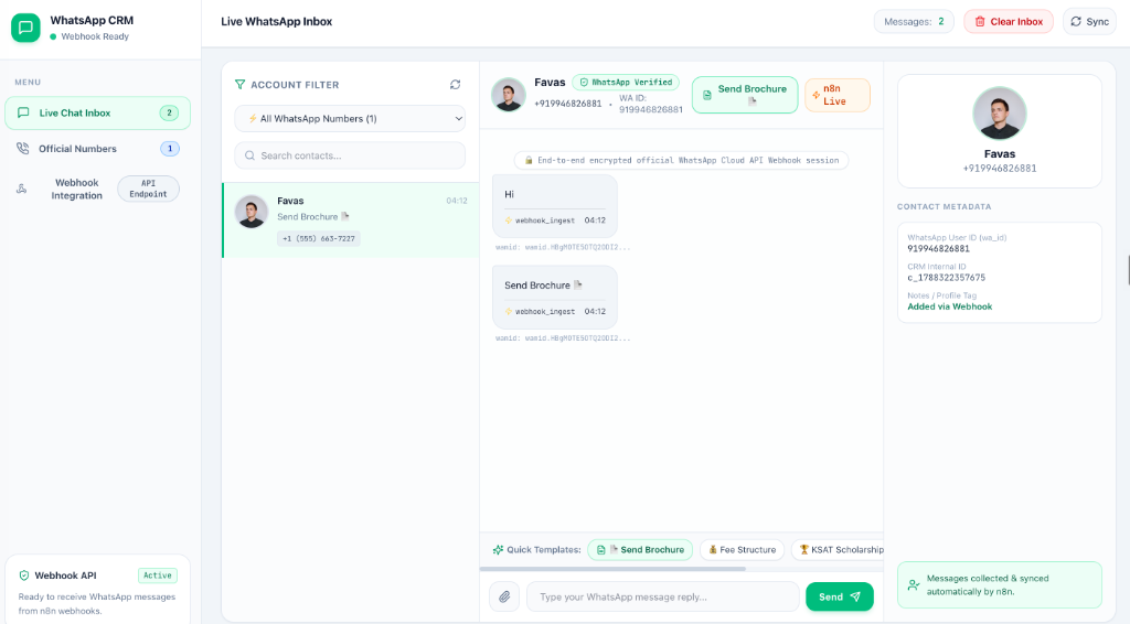 WhatsApp CRM screenshot